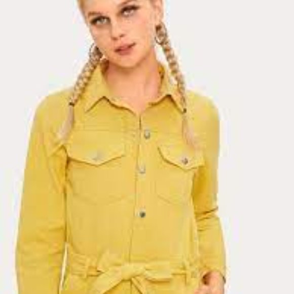 COPY - Solid Flap Pocket Front Belted Denim Overalls - Picture 5 of 5